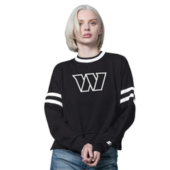 Washington Commanders Starter Women's Rally Drop Shoulder Cropped Sweatshirt Black