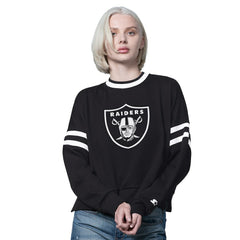 Las Vegas Raiders Starter Women's Rally Drop Shoulder Cropped Sweatshirt Black