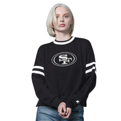 San Francisco 49ers Starter Women's Rally Drop Shoulder Cropped Sweatshirt Black