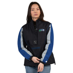 Seattle Seahawks Starter Women's Thursday Night Gridiron Half-Zip Jacket Black/College Navy