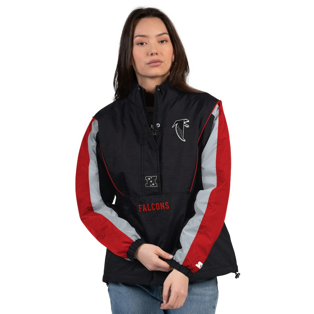Atlanta Falcons Starter Women's Thursday Night Gridiron Half-Zip Jacket Black/Red
