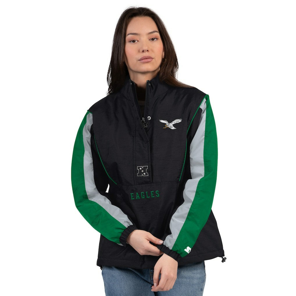 Philadelphia Eagles Starter Women's Thursday Night Gridiron Half-Zip Jacket Black/Kelly Green