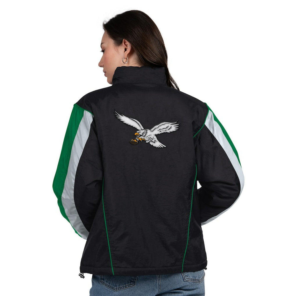 Philadelphia Eagles Starter Women's Thursday Night Gridiron Half-Zip Jacket Black/Kelly Green
