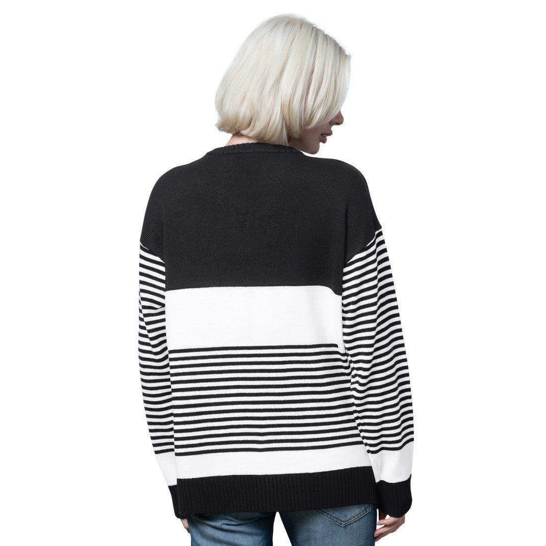 Green Bay Packers Starter Women's No Huddle Striped V-Neck Sweater Black