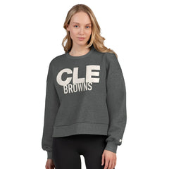 Cleveland Browns Starter Women's Show Up Cropped Fleece Pullover Sweatshirt Heather Gray
