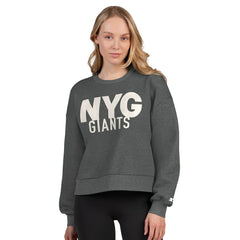 New York Giants Starter Women's Show Up Cropped Fleece Pullover Sweatshirt Heather Gray