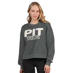 Pittsburgh Steelers Starter Women's Show Up Cropped Fleece Pullover Sweatshirt Heather Gray