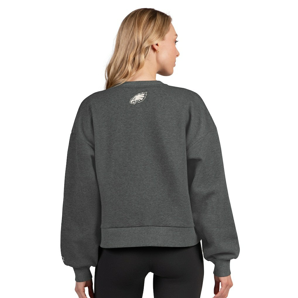 Philadelphia Eagles Starter Women's Show Up Cropped Fleece Pullover Sweatshirt Heather Gray