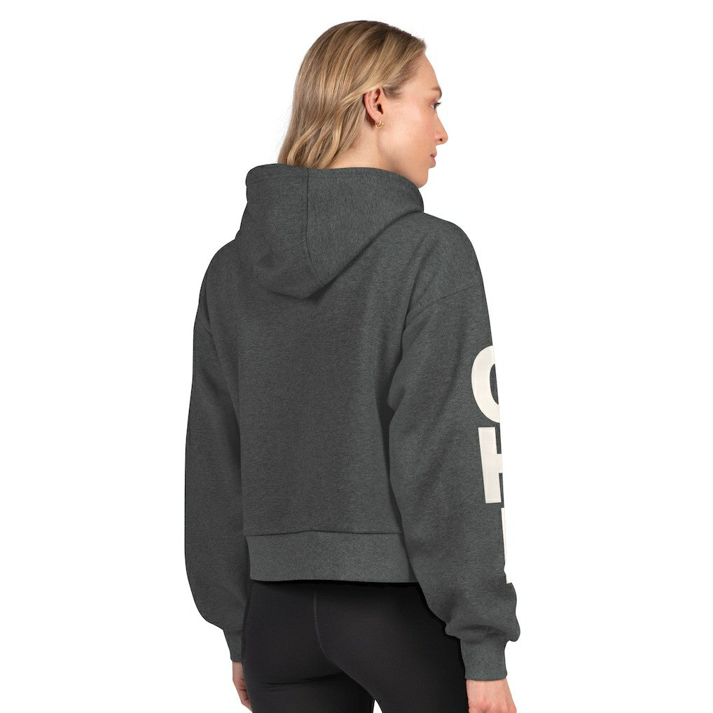 Chicago Bears Starter Women's Star Player Cropped Fleece Pullover Hoodie Heather Charcoal