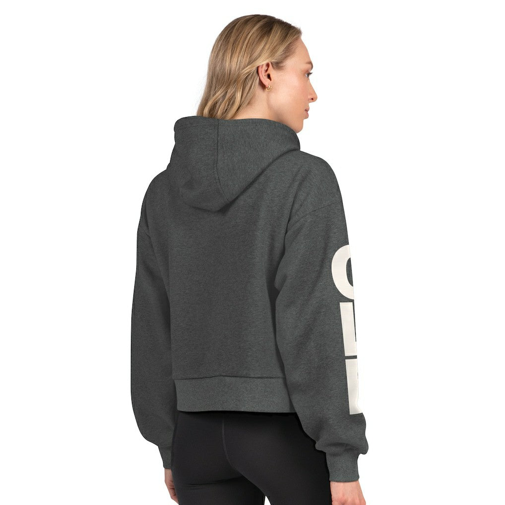 Cleveland Browns Starter Women's Star Player Cropped Fleece Pullover Hoodie Heather Charcoal