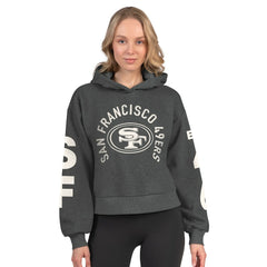 San Francisco 49ers Starter Women's Star Player Cropped Fleece Pullover Hoodie Heather Charcoal