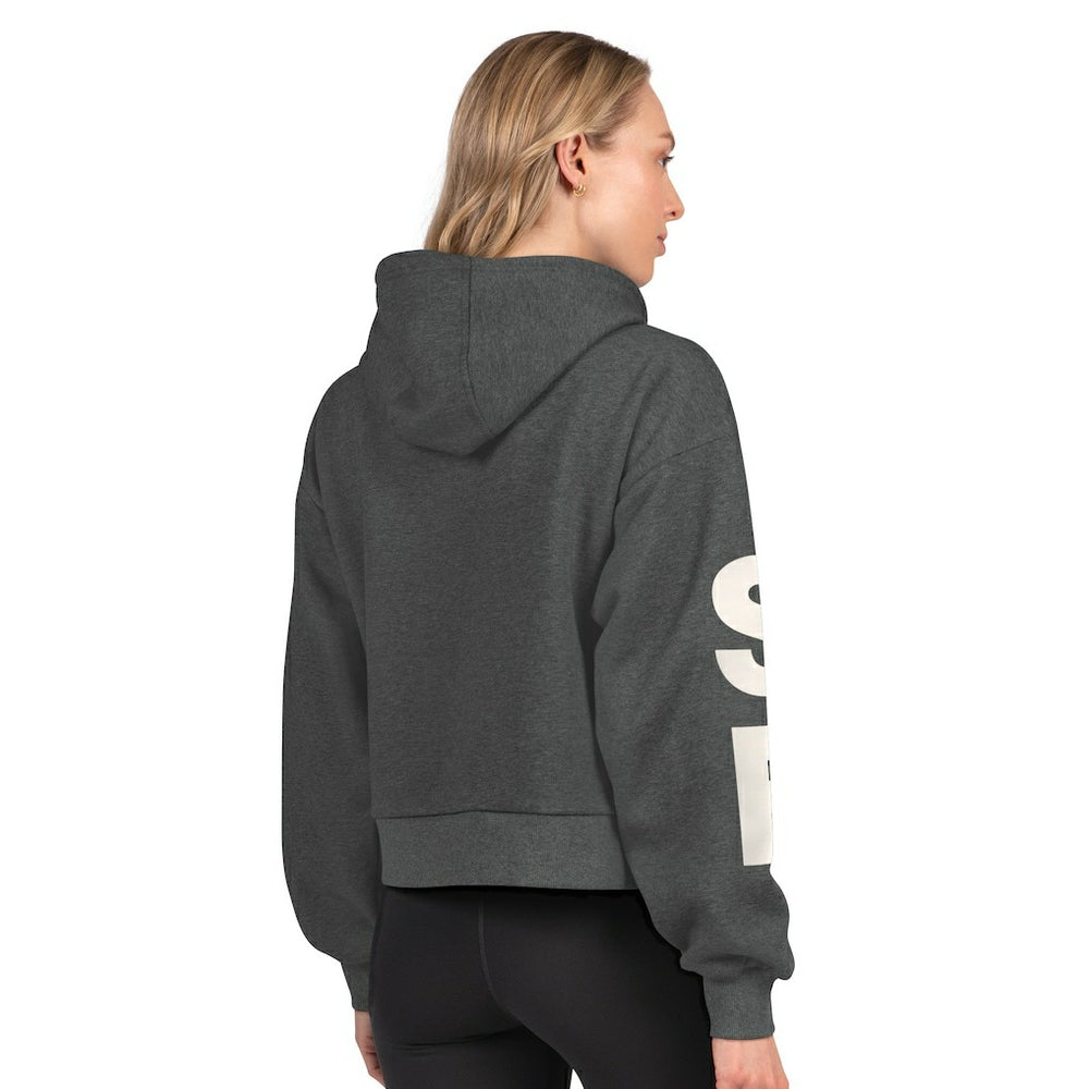 San Francisco 49ers Starter Women's Star Player Cropped Fleece Pullover Hoodie Heather Charcoal