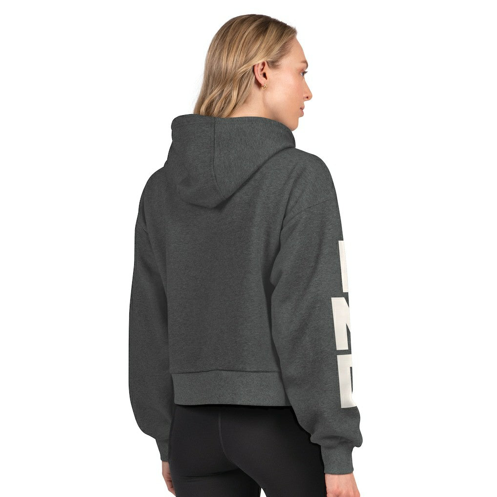 Indianapolis Colts Starter Women's Star Player Cropped Fleece Pullover Hoodie Heather Charcoal