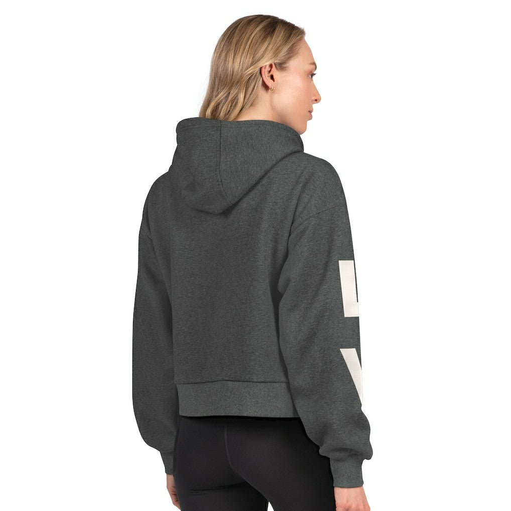 Las Vegas Raiders Starter Women's Star Player Cropped Fleece Pullover Hoodie Heather Charcoal