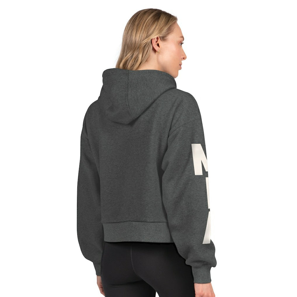 Miami Dolphins Starter Women's Star Player Cropped Fleece Pullover Hoodie Heather Charcoal
