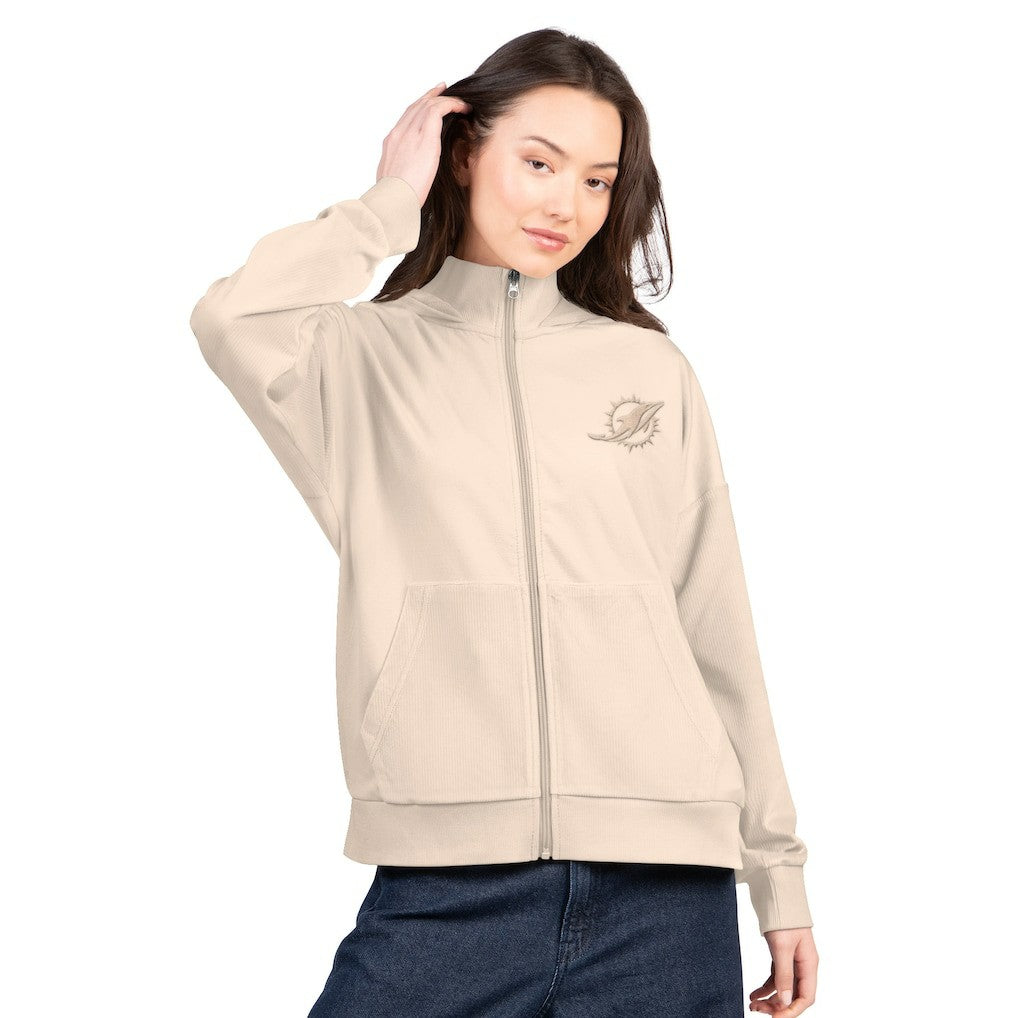 Miami Dolphins G-III 4Her by Carl Banks Women's Rookie Full-Zip Hoodie Tan
