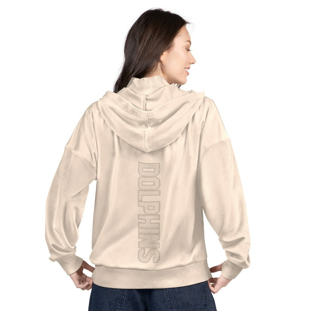 Miami Dolphins G-III 4Her by Carl Banks Women's Rookie Full-Zip Hoodie Tan