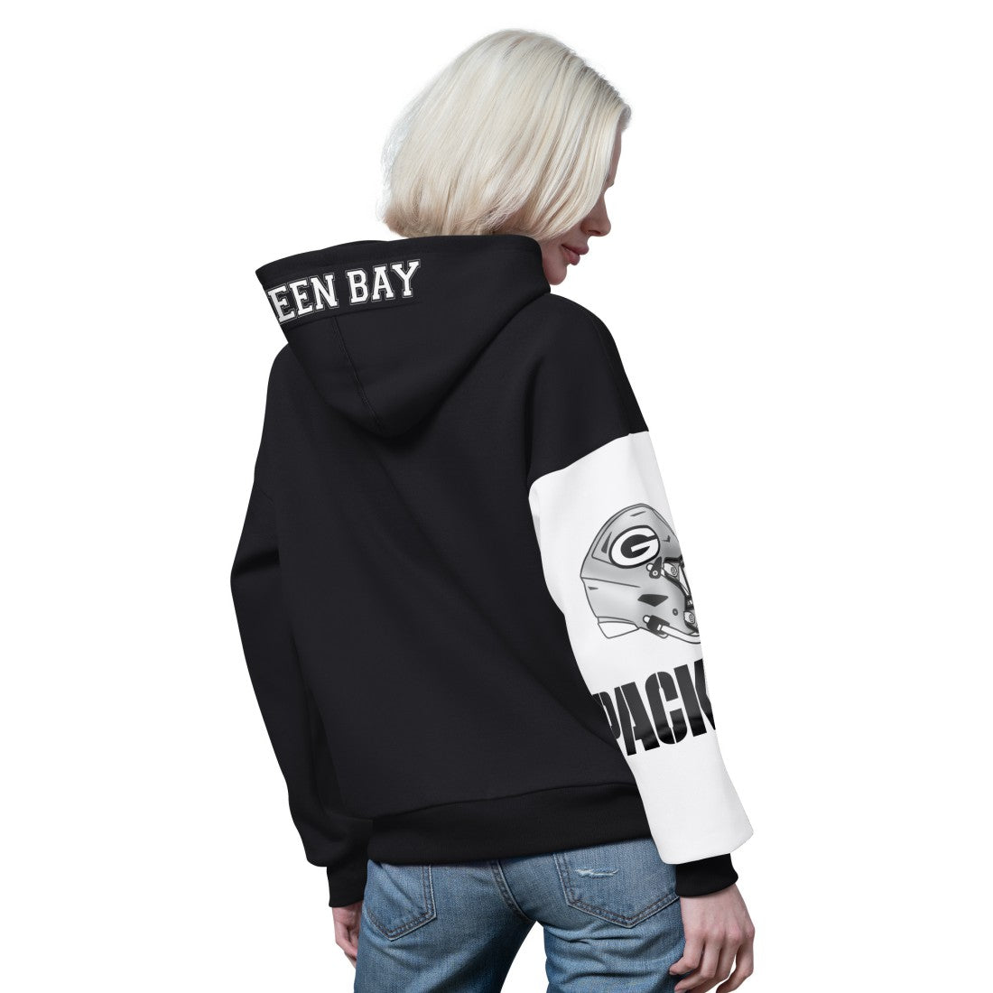 Green Bay Packers Starter Women's 4th Down Full-Zip Hoodie Black