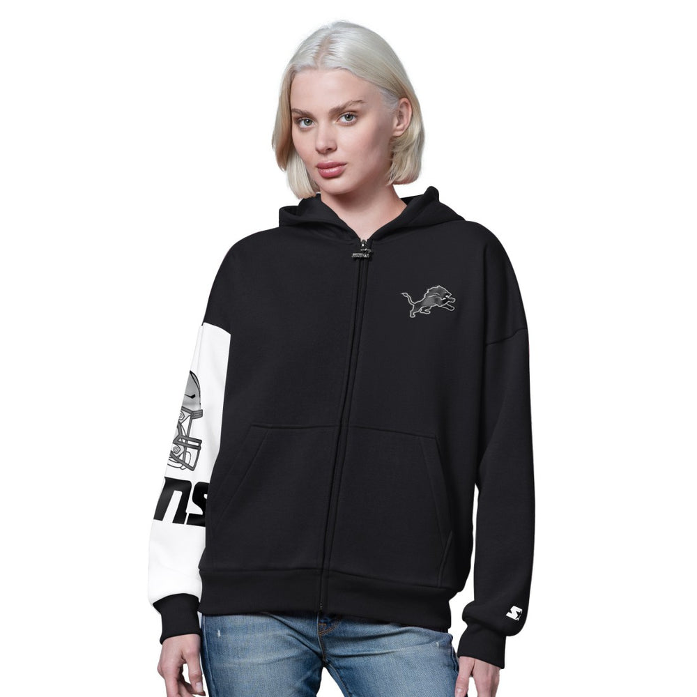 Detroit Lions Starter Women's 4th Down Full-Zip Hoodie Black
