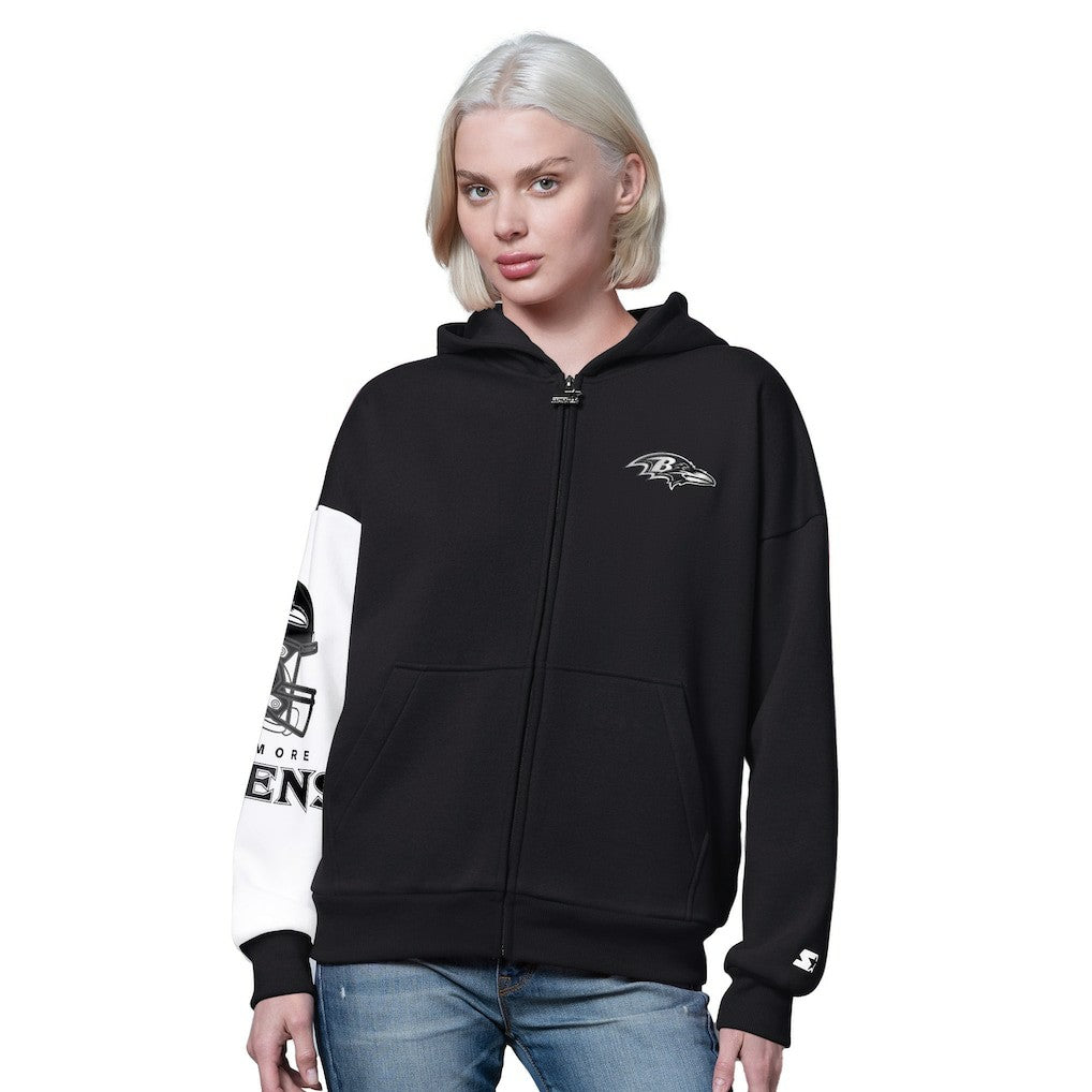 Baltimore Ravens Starter Women's 4th Down Full-Zip Hoodie Black