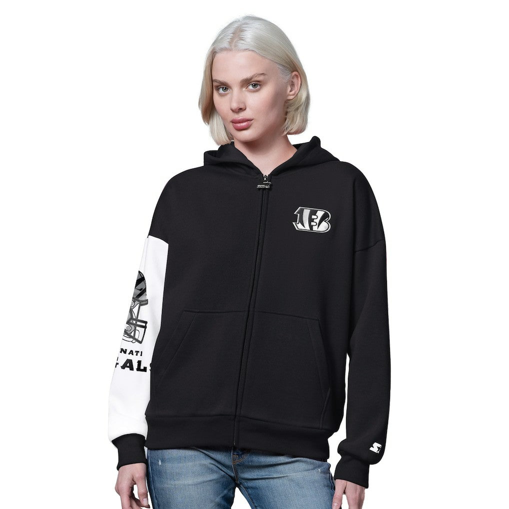Cincinnati Bengals Starter Women's 4th Down Full-Zip Hoodie Black