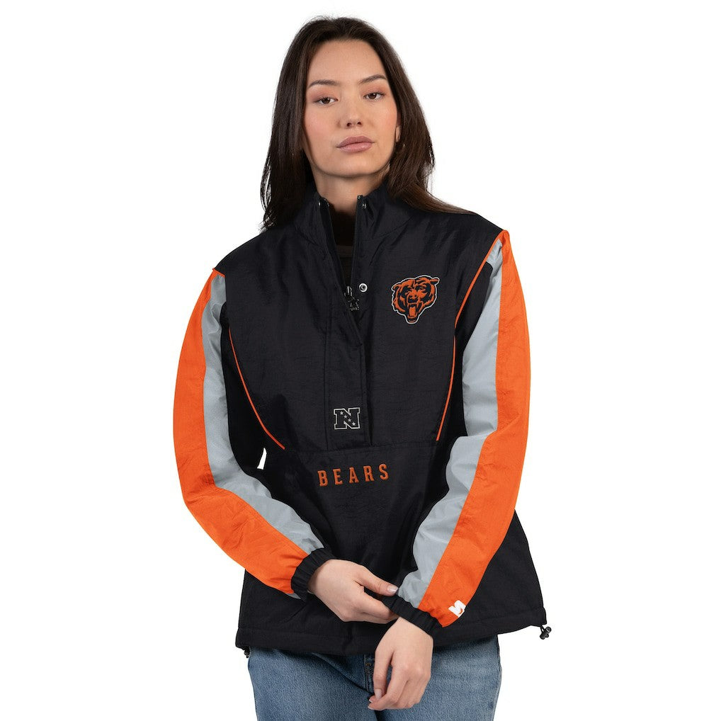 Chicago Bears Starter Women's Thursday Night Gridiron Half-Zip Jacket Black/Orange