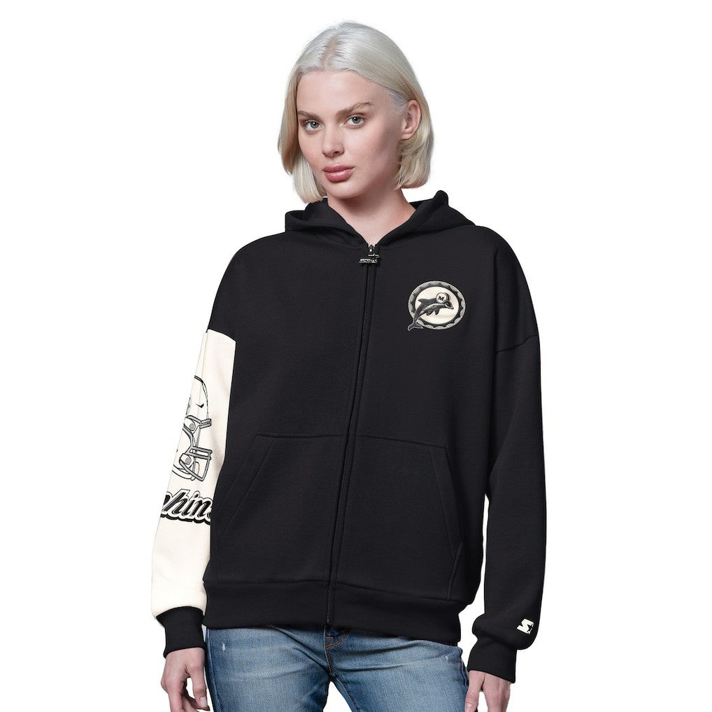 Miami Dolphins Starter Women's 4th Down Full-Zip Hoodie Black