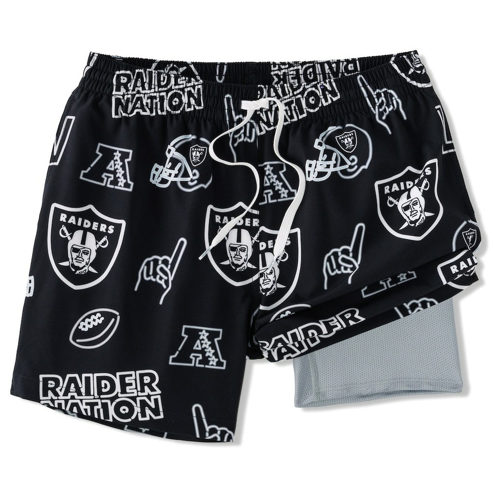 Las Vegas Raiders Chubbies The Neon 5.5" Classic Lined Swim Trunks Black