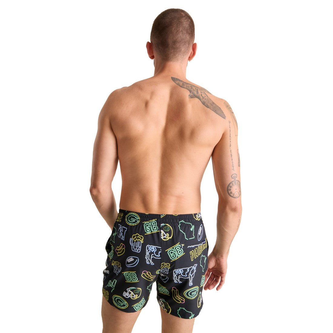 Green Bay Packers Chubbies The Neon 5.5" Classic Lined Swim Trunks Black