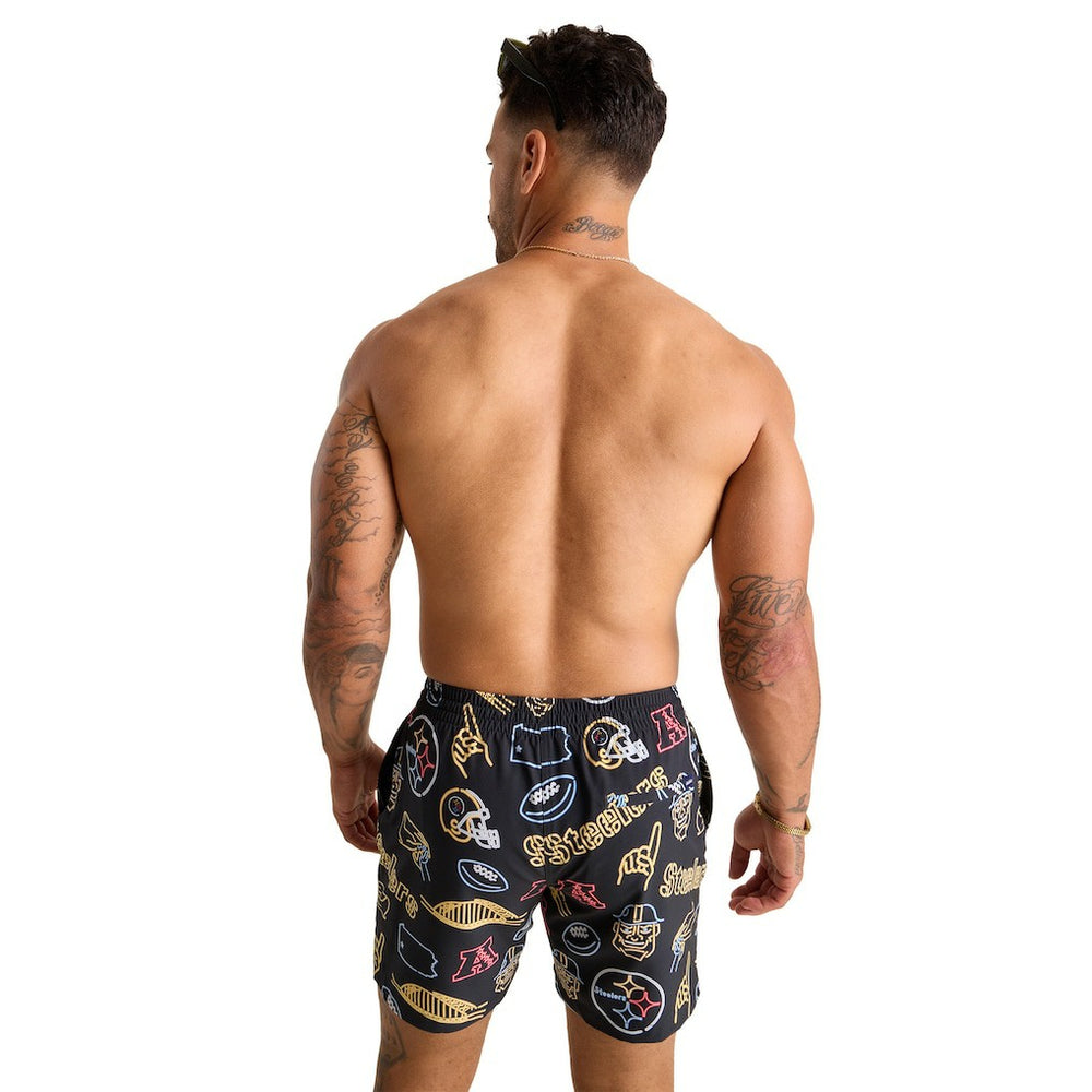 Pittsburgh Steelers Chubbies The Neon 5.5" Classic Lined Swim Trunks Black