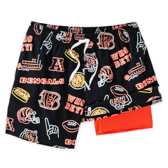 Cincinnati Bengals Chubbies The Neon 5.5" Classic Lined Swim Trunks Black