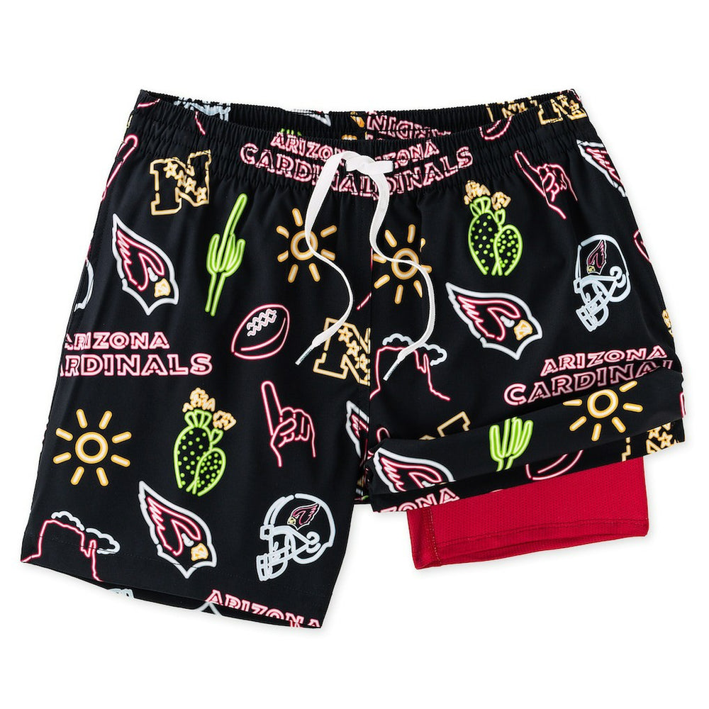 Arizona Cardinals Chubbies The Neon 5.5" Classic Lined Swim Trunks Black
