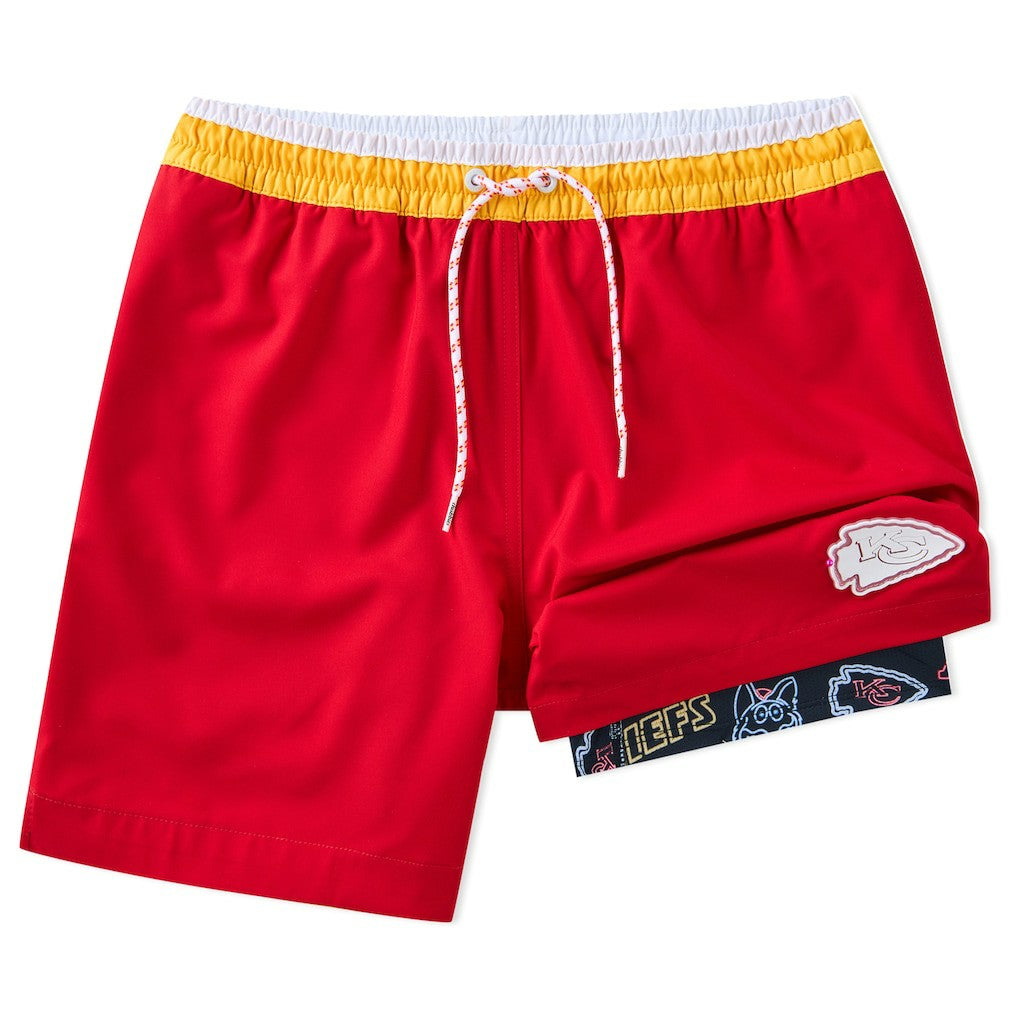 Kansas City Chiefs Chubbies 5.5" Classic Lined Swim Trunks Red
