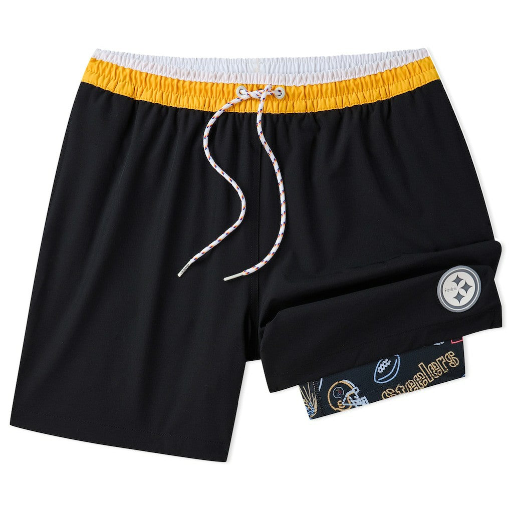 Pittsburgh Steelers Chubbies 5.5" Classic Lined Swim Trunks Black