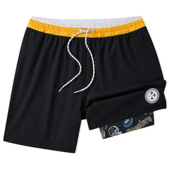 Pittsburgh Steelers Chubbies 5.5" Classic Lined Swim Trunks Black