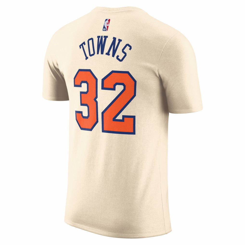 Karl-Anthony Towns New York Knicks Unisex 2025/26 City Edition Name & Number T-Shirt Cream