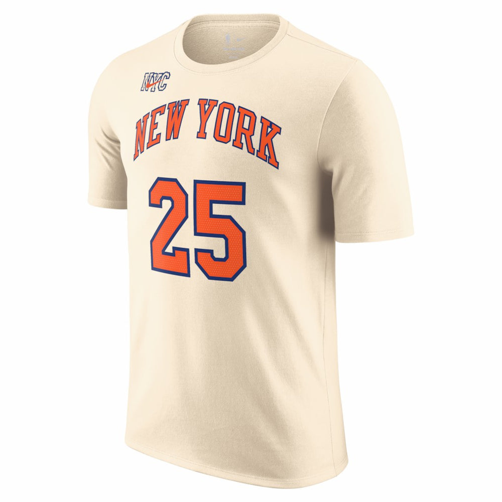 Mikal Bridges New York Knicks Unisex 2025/26 City Edition Name & Number T-Shirt Cream