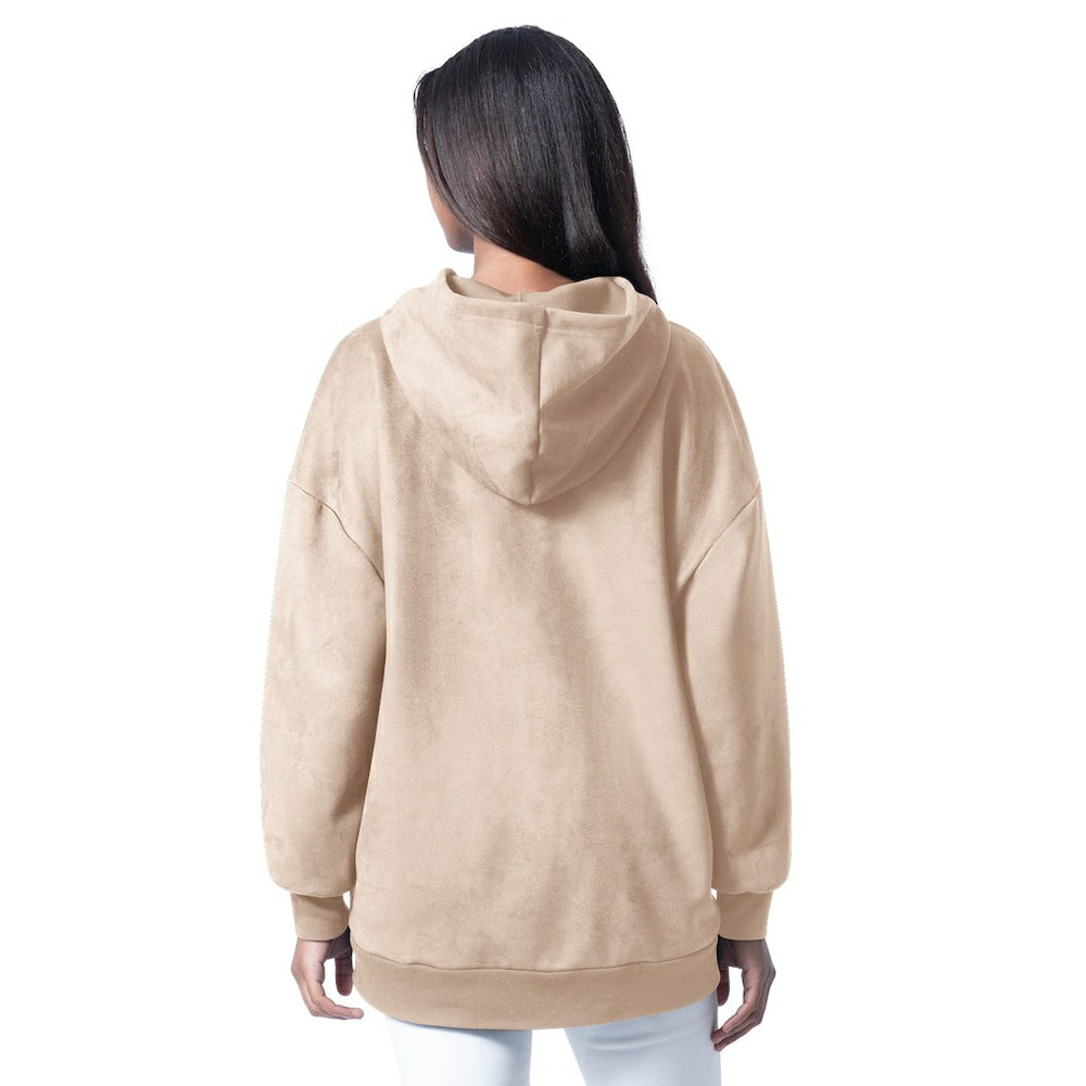 Kansas City Chiefs G-III 4Her by Carl Banks Women's Best Hitter Oversized Tunic Pullover Hoodie Cream