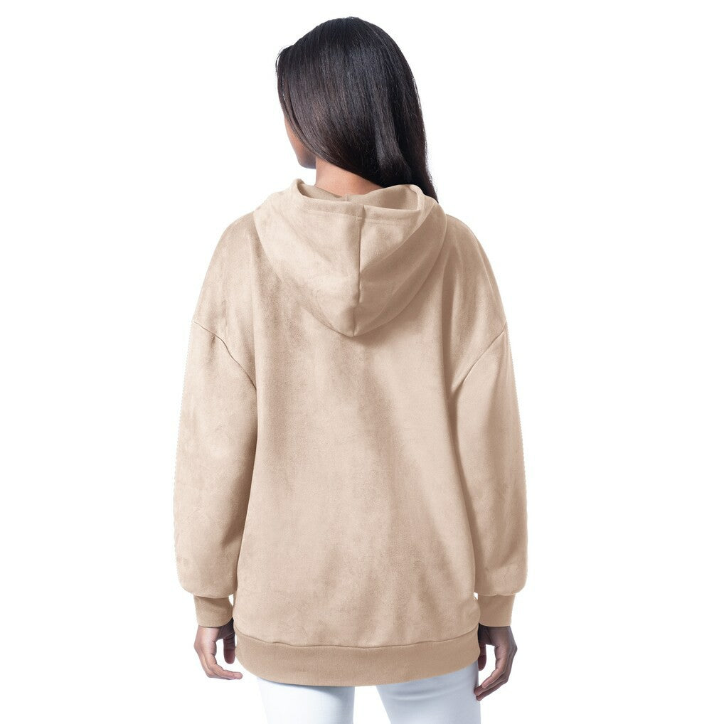 Miami Dolphins G-III 4Her by Carl Banks Women's Best Hitter Oversized Tunic Pullover Hoodie Cream