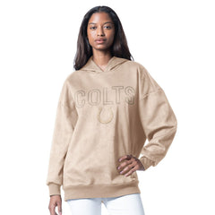 Indianapolis Colts G-III 4Her by Carl Banks Women's Best Hitter Oversized Tunic Pullover Hoodie Cream