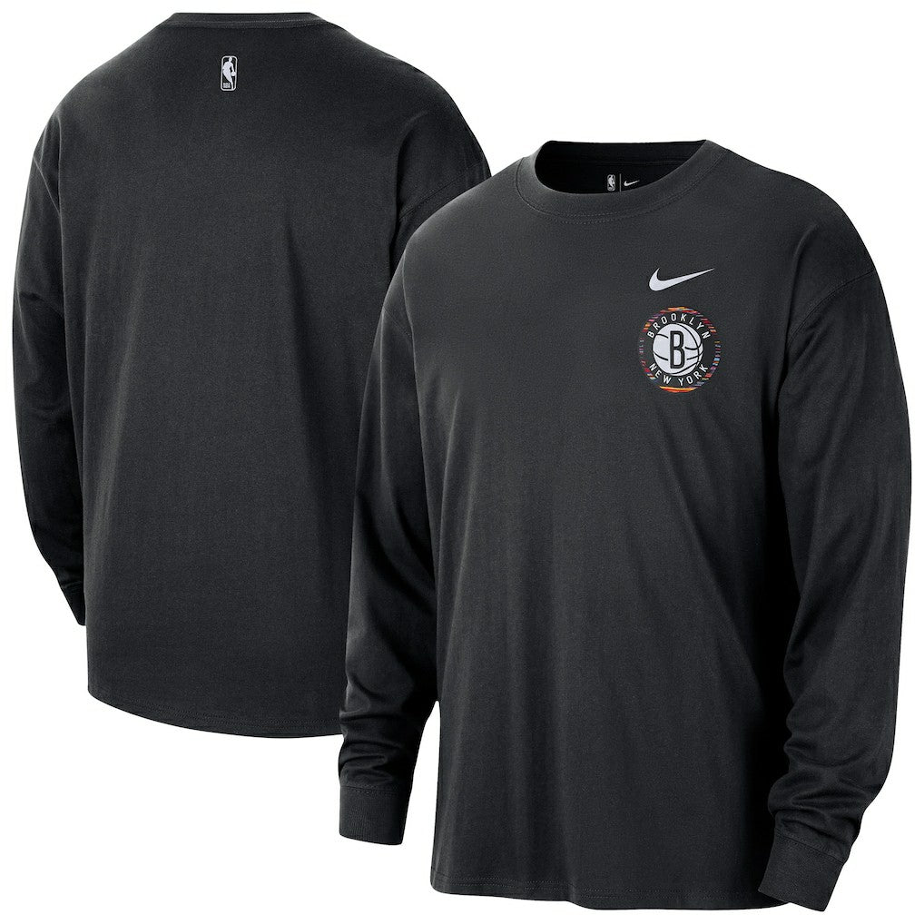 Brooklyn Nets 2025/26 City Edition Remix Essential Logo Long Sleeve T-Shirt Black