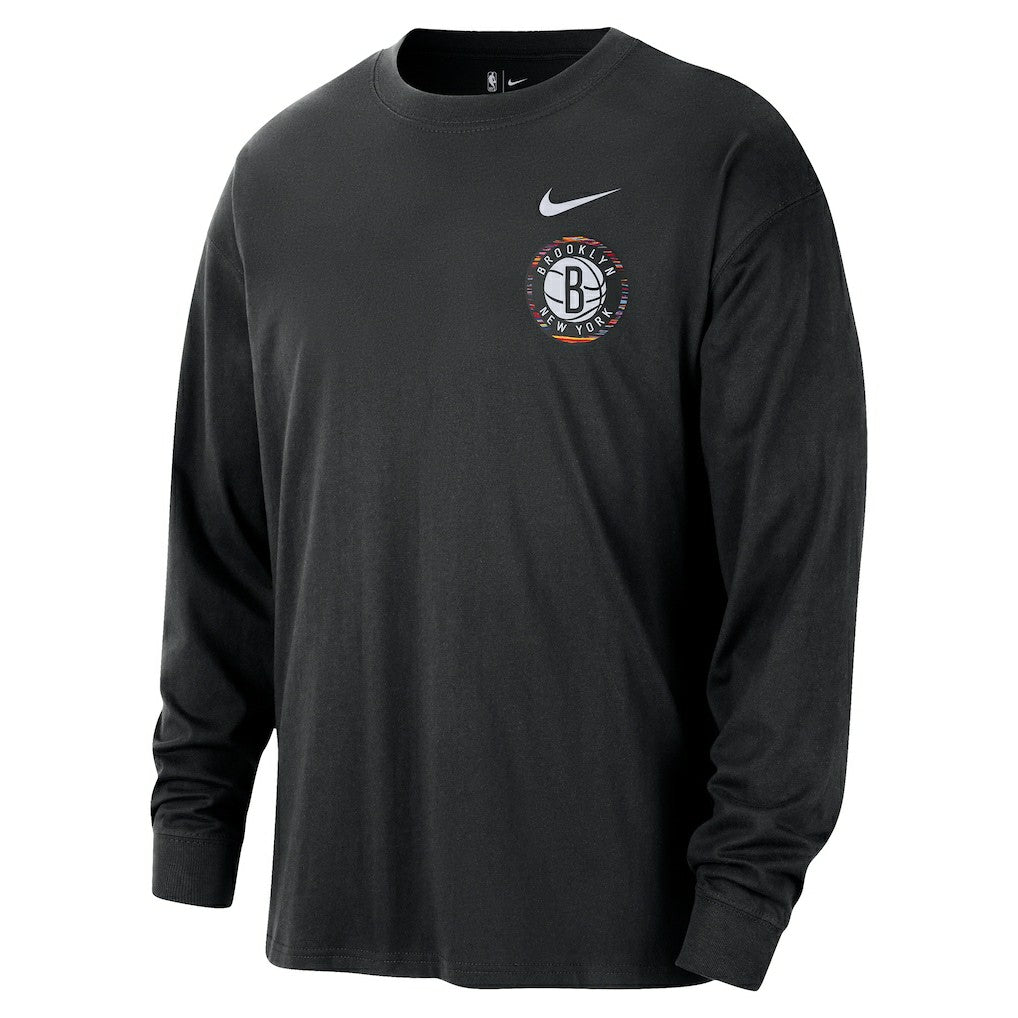 Brooklyn Nets 2025/26 City Edition Remix Essential Logo Long Sleeve T-Shirt Black