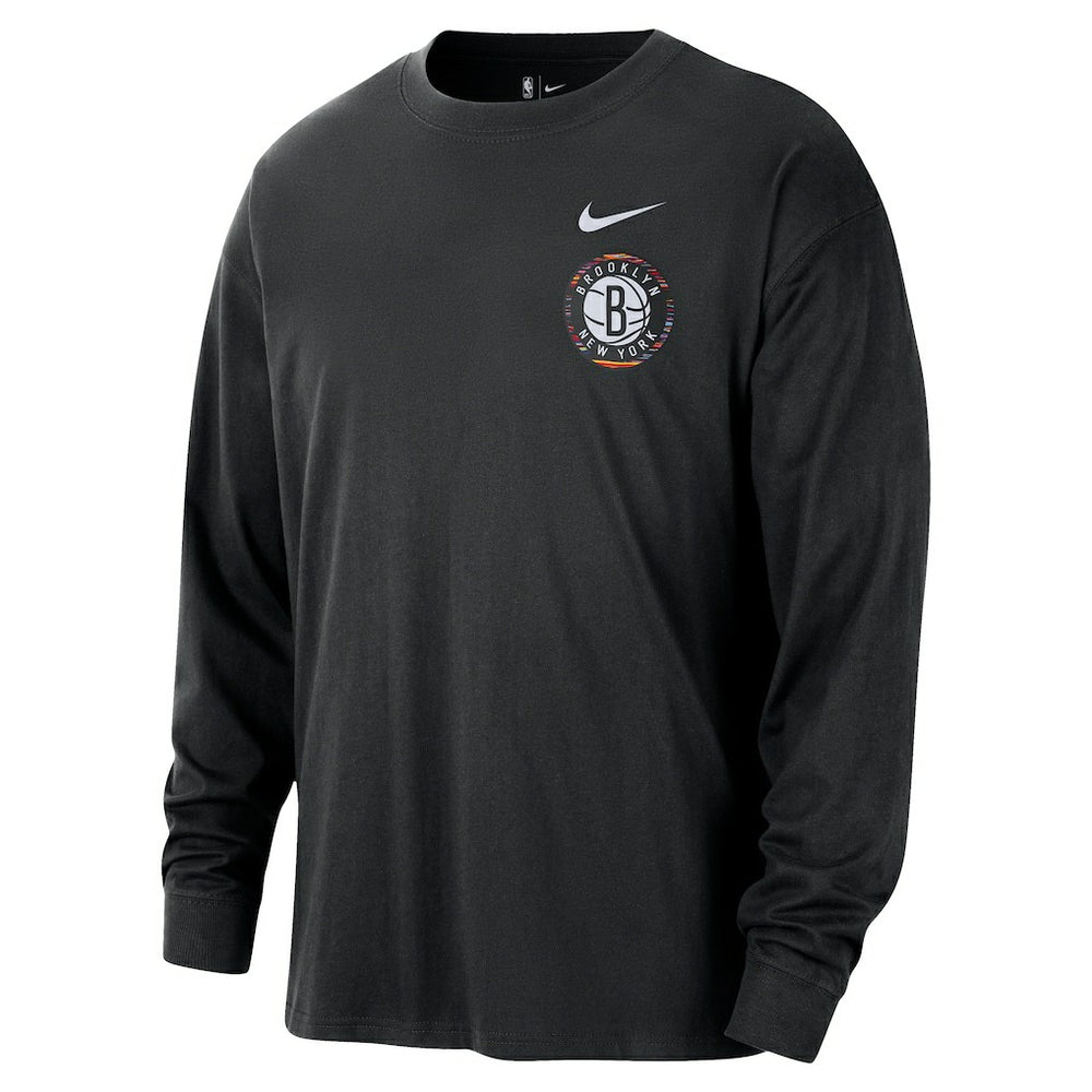 Brooklyn Nets 2025/26 City Edition Remix Essential Logo Long Sleeve T-Shirt Black