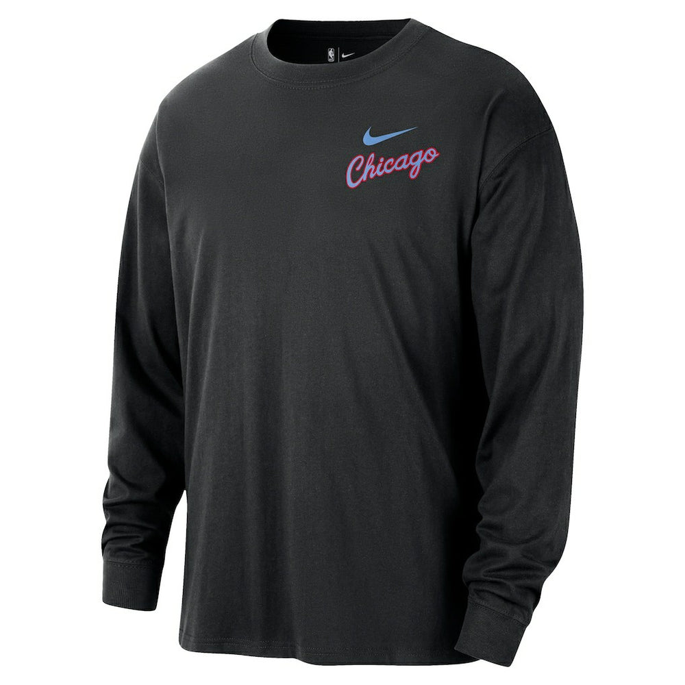 Chicago Bulls 2025/26 City Edition Remix Essential Logo Long Sleeve T-Shirt Black