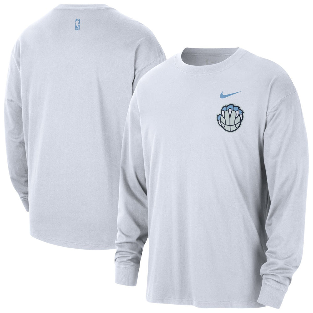 Memphis Grizzlies 2025/26 City Edition Remix Essential Logo Long Sleeve T-Shirt White