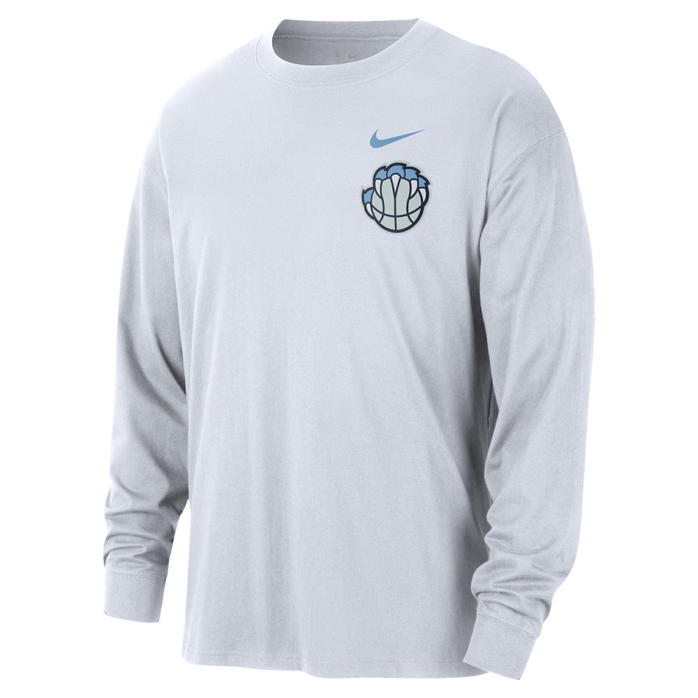 Memphis Grizzlies 2025/26 City Edition Remix Essential Logo Long Sleeve T-Shirt White