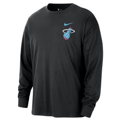 Miami Heat 2025/26 City Edition Remix Essential Logo Long Sleeve T-Shirt Black