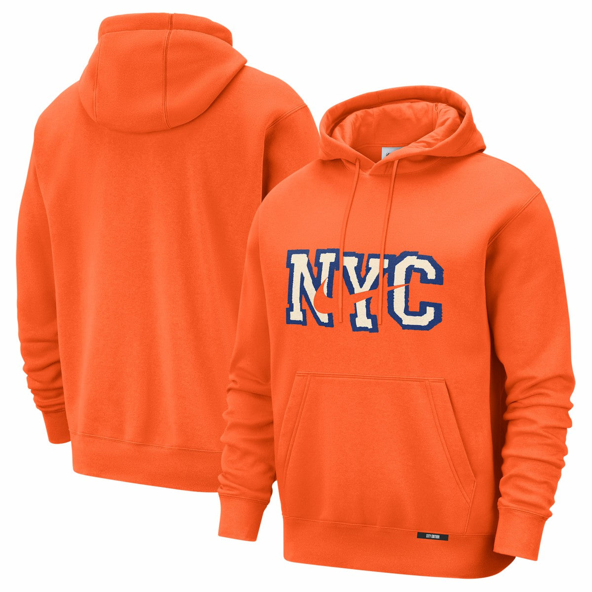 New York Knicks 2025/26 City Edition Essential Logo Remix Hoodie Orange