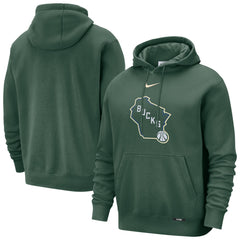 Milwaukee Bucks 2025/26 City Edition Essential Logo Remix Hoodie Hunter Green