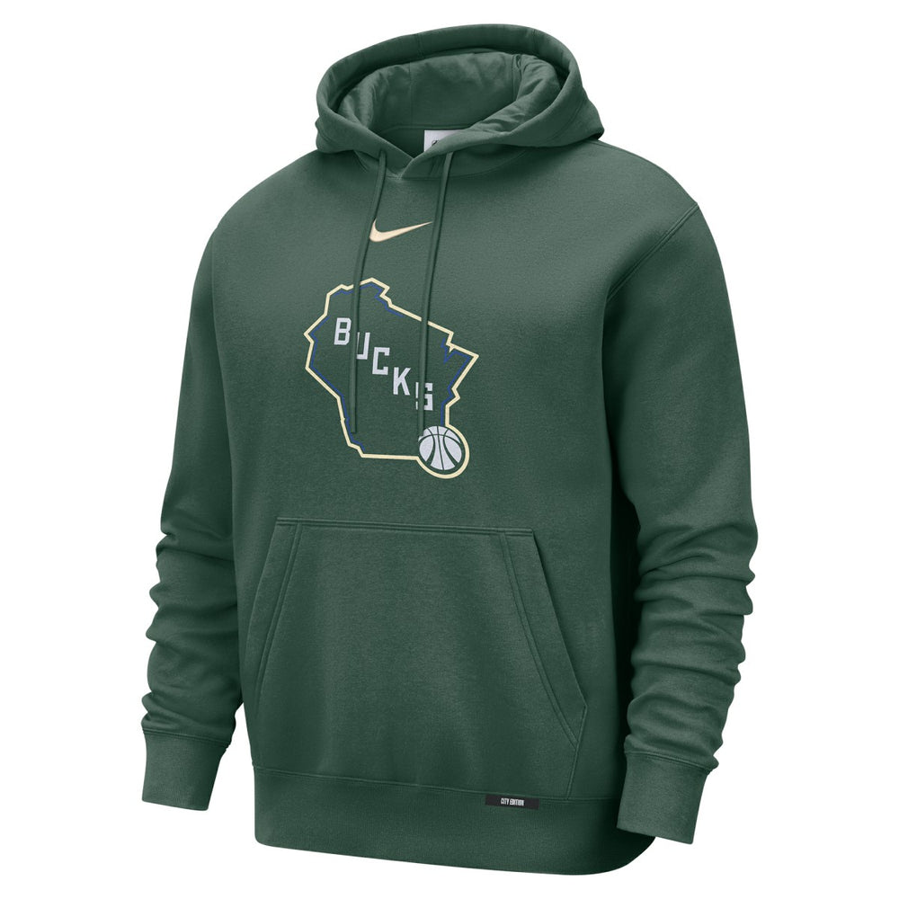 Milwaukee Bucks 2025/26 City Edition Essential Logo Remix Hoodie Hunter Green